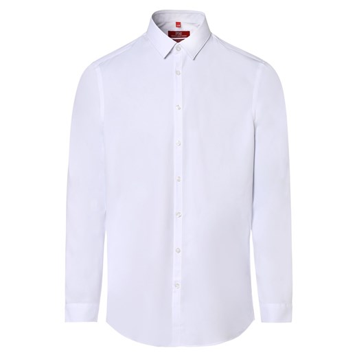 Finshley & Harding London Koszula męska Mężczyźni Slim Fit biały jednolity kołnierzyk kent ze sklepu vangraaf w kategorii Koszule męskie - zdjęcie 152696782