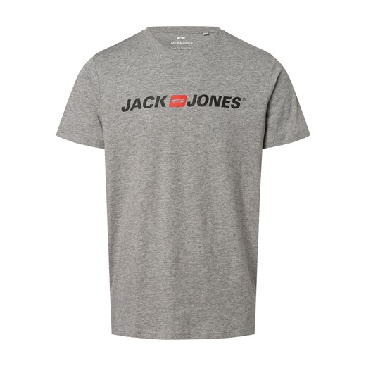 Jack & Jones T-shirt męski Mężczyźni Dżersej jasny szary nadruk ze sklepu vangraaf w kategorii T-shirty męskie - zdjęcie 152696871