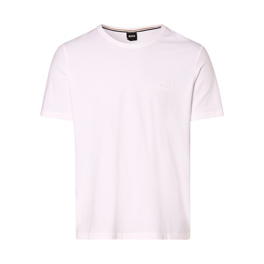 BOSS Męska koszulka od piżamy Mężczyźni Bawełna biały jednolity ze sklepu vangraaf w kategorii Piżamy męskie - zdjęcie 152697510