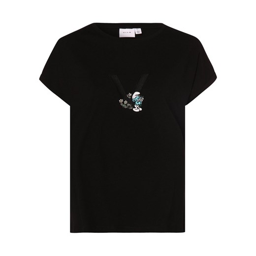 Vila T-shirt damski Kobiety Bawełna czarny jednolity ze sklepu vangraaf w kategorii Bluzki damskie - zdjęcie 152699102