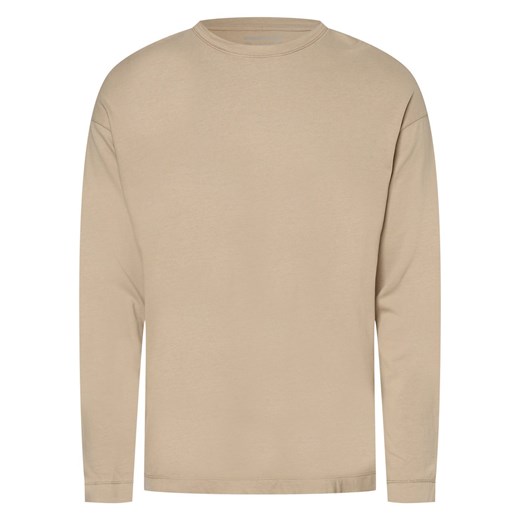 Drykorn Męska koszulka z długim rękawem Mężczyźni Dżersej kitt jednolity ze sklepu vangraaf w kategorii T-shirty męskie - zdjęcie 152699120