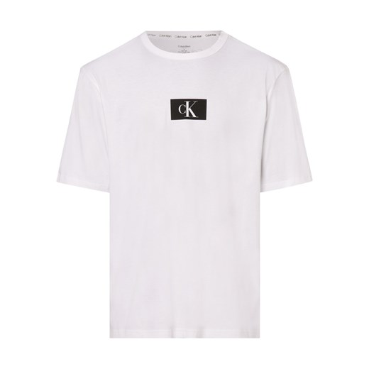 Calvin Klein Męska koszulka od piżamy Mężczyźni Bawełna biały nadruk ze sklepu vangraaf w kategorii Piżamy męskie - zdjęcie 152700534