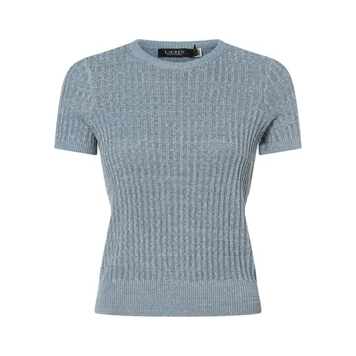 Lauren Ralph Lauren T-shirt damski z dodatkiem lnu Kobiety len jasnoniebieski wypukły wzór tkaniny ze sklepu vangraaf w kategorii Bluzki damskie - zdjęcie 152701881