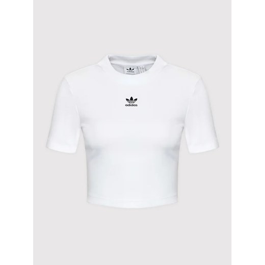 adidas T-Shirt adicolor Essentials Rib Cropped HF3394 Biały Regular Fit 42 MODIVO