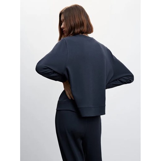 Mango Bluza Pique 47074029 Granatowy Regular Fit Mango S MODIVO