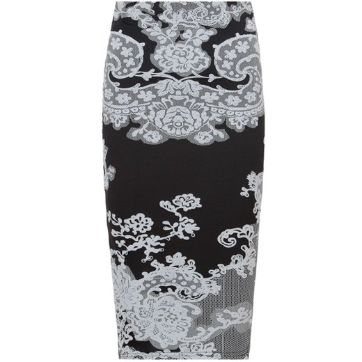 Spódnica Midi Black With Grey Embossed Floral pandzior-pl-new-vogue czarny efektowne