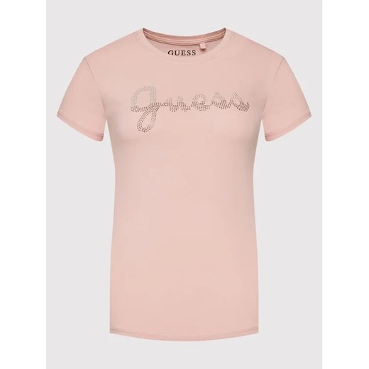 Guess T-Shirt Split Script Logo W1BI22 KAKZ1 Różowy Slim Fit Guess XS MODIVO