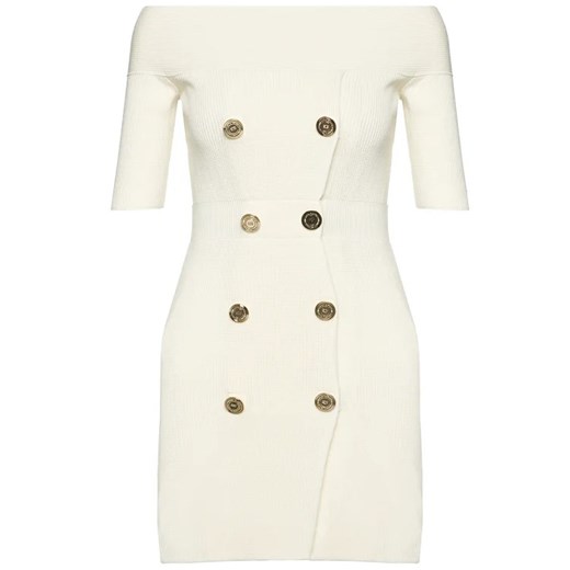 Elisabetta Franchi Sukienka dzianinowa AM-07Q-11E2-V499 Beżowy Slim Fit Elisabetta Franchi 48 MODIVO