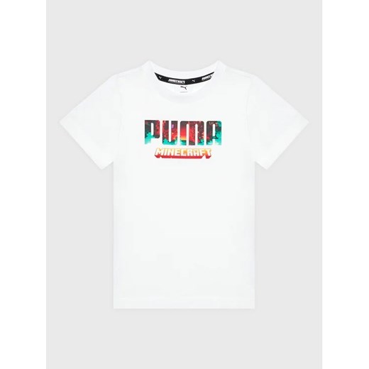 Puma T-Shirt MINECRAFT Graphic 670359 Biały Regular Fit Puma 164 MODIVO
