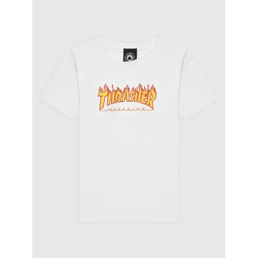 Thrasher T-Shirt Flame Logo Biały Regular Fit Thrasher L MODIVO
