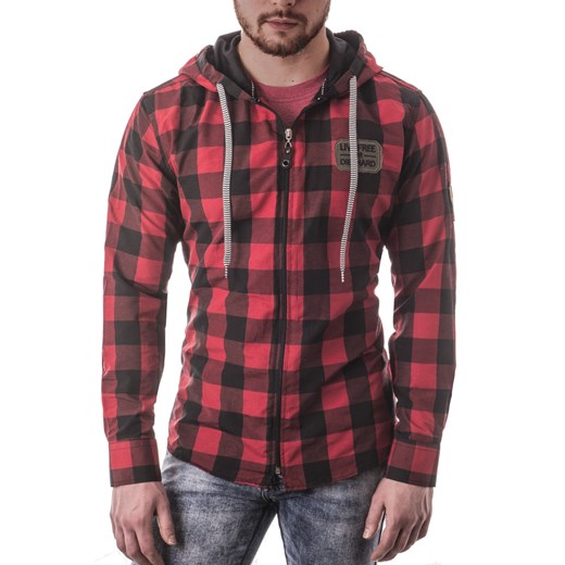 Męska bluza/koszula z kapturem rl60 - czerwona Risardi XL Risardi