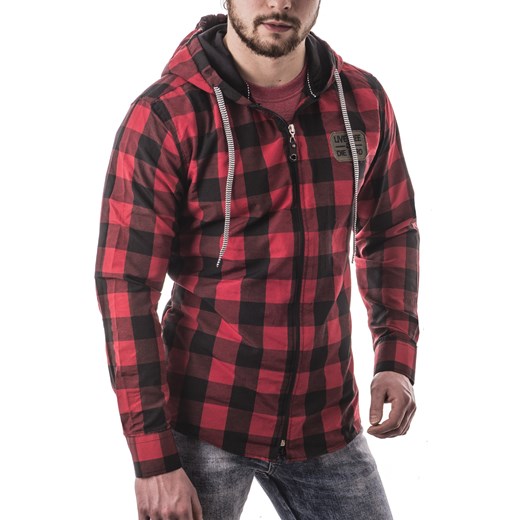 Męska bluza/koszula z kapturem rl60 - czerwona Risardi L Risardi