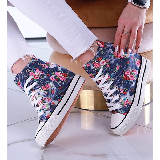 Granatowe trampki sneakersy na koturnie /E8-2 13550 T231/ 39 Pantofelek24.pl Jacek Włodarczyk