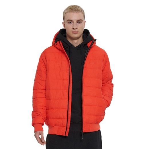 Cropp - Pomarańczowa pikowana kurtka z kapturem - pomarańczowy ze sklepu Cropp w kategorii Kurtki męskie - zdjęcie 152890980