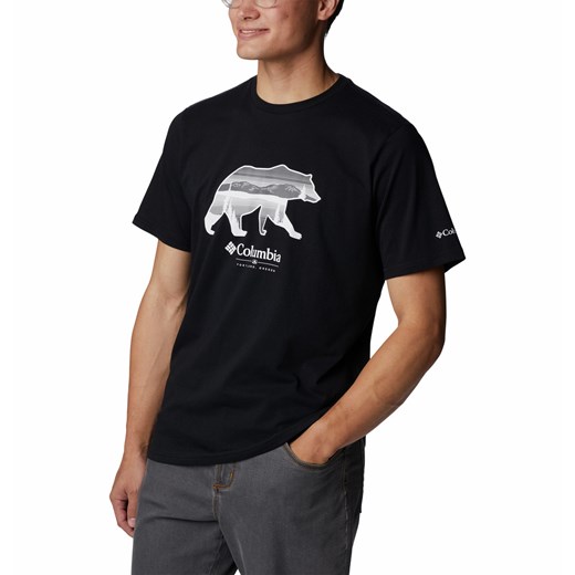 T-shirt męski czarny Columbia z krótkim rękawem