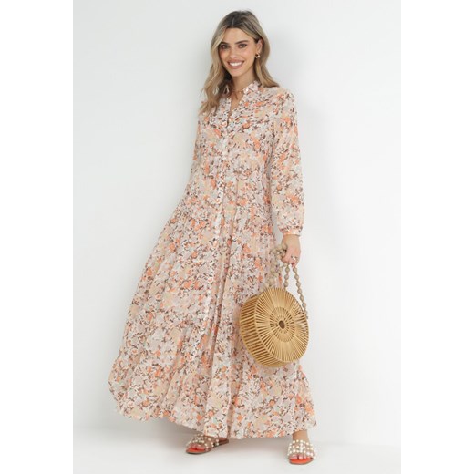 Ciemnoróżowa Rozkloszowana Sukienka Koszulowa Maxi Zalest ze sklepu Born2be Odzież w kategorii Sukienki - zdjęcie 152902100