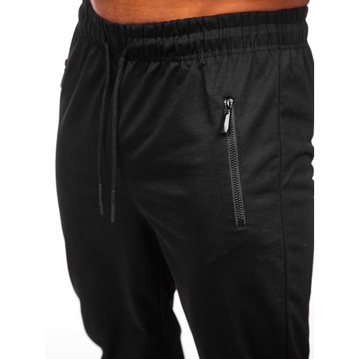 Czarne spodnie męskie dresowe Denley JX6115 L Denley