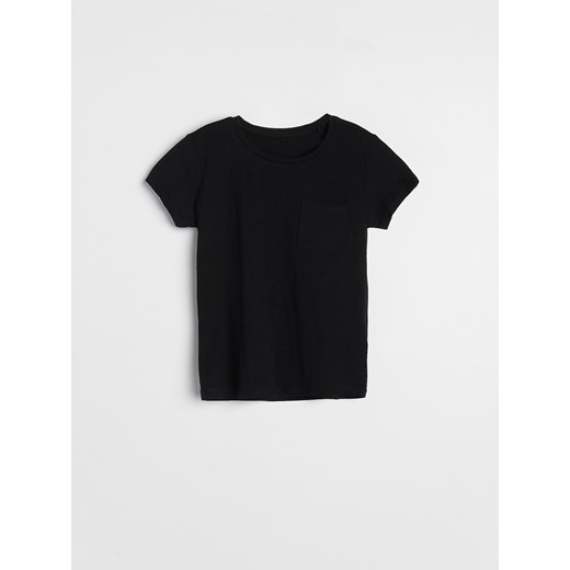 Reserved - Bawełniany t-shirt z kieszonką - Czarny Reserved 158 (12 lat) Reserved