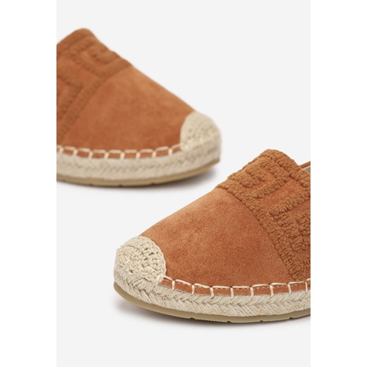 Espadryle damskie brązowe Born2be casual na lato tkaninowe bez zapięcia 