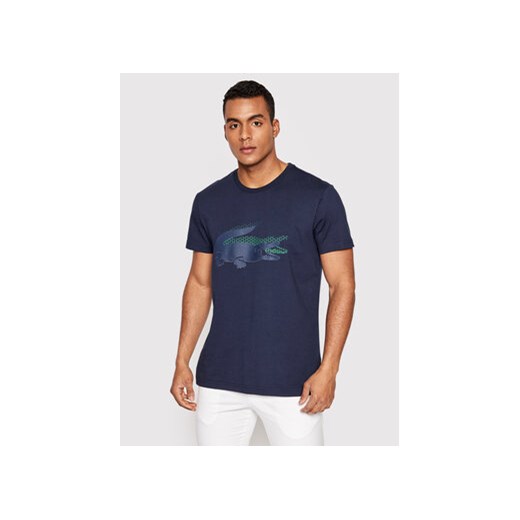 Lacoste T-Shirt TH0204 Granatowy Slim Fit Lacoste 3 okazyjna cena MODIVO