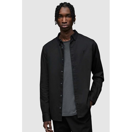 AllSaints koszula męska kolor czarny regular z kołnierzykiem button-down S ANSWEAR.com
