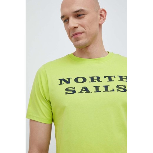 North Sails t-shirt bawełniany kolor zielony z nadrukiem ze sklepu ANSWEAR.com w kategorii T-shirty męskie - zdjęcie 152950350