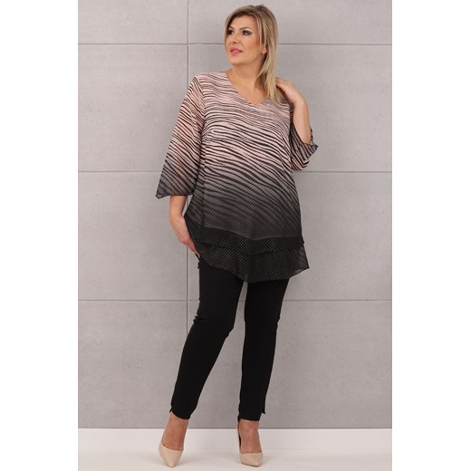 Asymetryczna bluzka tunika 44-52 - róż - 48 Femimoda 48 femimoda.pl