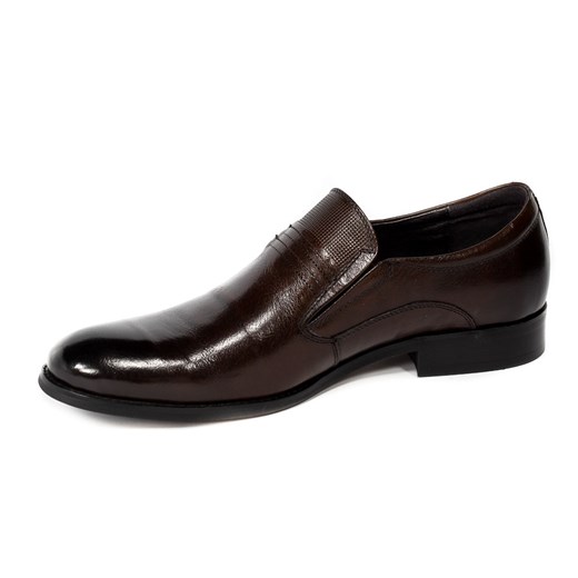 Brązowe buty eleganckie męskie BROOMAN bez zapięcia 