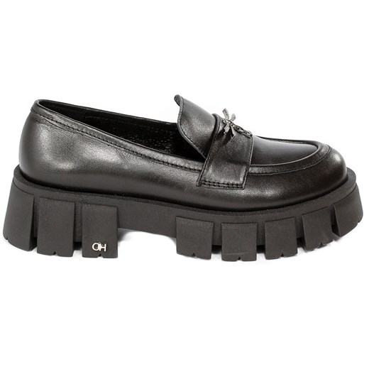Mokasyny Chebello czarne casual na platformie