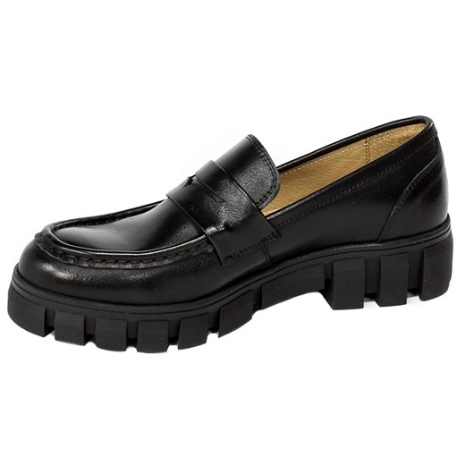 Mokasyny Nessi czarne na platformie casual