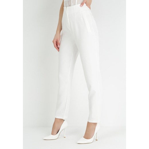Białe Spodnie Cygaretki z Imitacją Kieszeni Anilnig ze sklepu Born2be Odzież w kategorii Spodnie damskie - zdjęcie 153017774