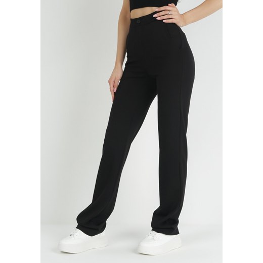 Czarne Szerokie Spodnie Maellia ze sklepu Born2be Odzież w kategorii Spodnie damskie - zdjęcie 153022930