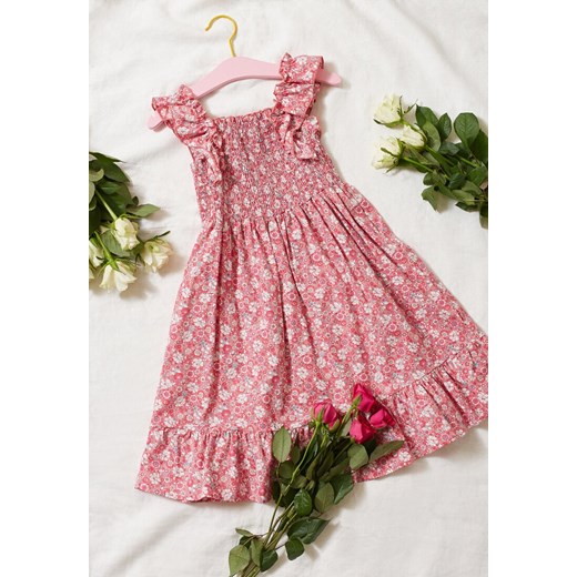 Różowa Sukienka Bawełniana w Kwiaty z Falbanką Faenie ze sklepu Born2be Odzież w kategorii Sukienki dziewczęce - zdjęcie 153023511