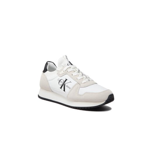Calvin Klein Jeans Sneakersy Runner Sock Laceup Ny-Lth YW0YW00832 Biały 39 okazyjna cena MODIVO