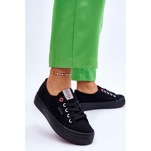 Damskie Trampki Na Platformie Cross Jeans LL2R4039 Czarne Cross Jeans 39 ButyModne.pl