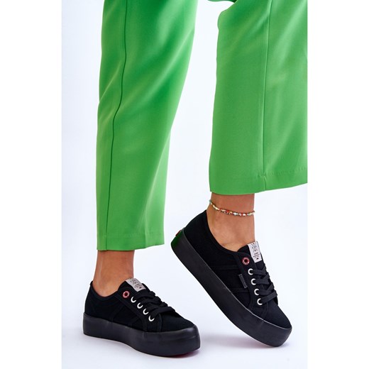 Damskie Trampki Na Platformie Cross Jeans LL2R4039 Czarne Cross Jeans 39 ButyModne.pl