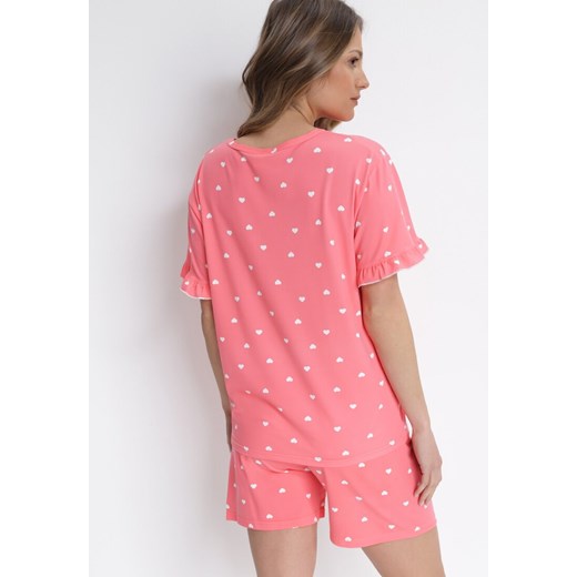 Różowy 2-częściowy Komplet Piżamowy z T-shirtem i Szortami Brionne XL okazja Born2be Odzież