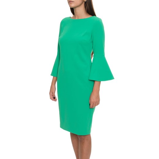 Sukienka Calvin Klein zielona z długim rękawem z okrągłym dekoltem 