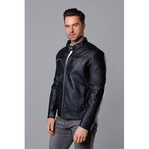 KURTKA MĘSKA TYPU BIKER CZARNA (11Z8053) Goodlookin.pl XL promocja goodlookin.pl