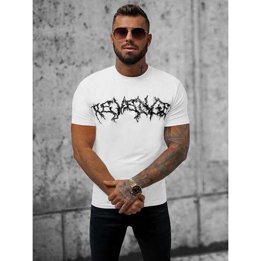 T-shirt męski slimfit biały OZONEE NB/MT3027 Ozonee XXL ozonee.pl