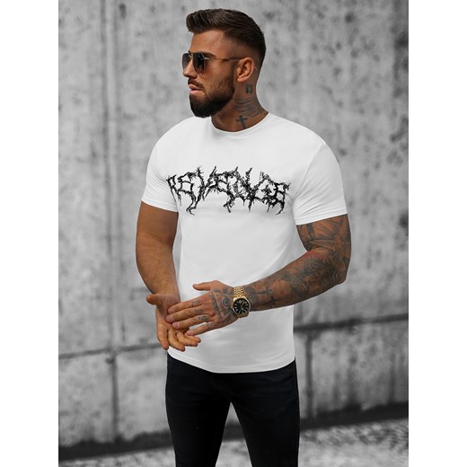 T-shirt męski slimfit biały OZONEE NB/MT3027 Ozonee L ozonee.pl