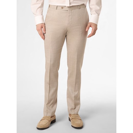 Wilvorst Męskie spodnie od garnituru modułowego z domieszką lnu i jedwabiu Mężczyźni Regular Fit len beżowy wypukły wzór tkaniny ze sklepu vangraaf w kategorii Spodnie męskie - zdjęcie 153065792