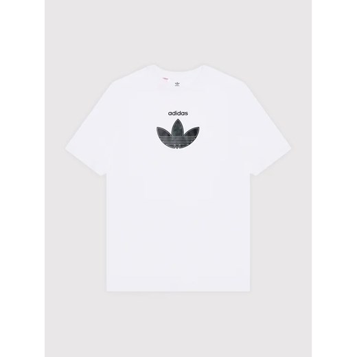 adidas T-Shirt Unisex Sprt H31207 Biały Relaxed Fit 14_15Y okazyjna cena MODIVO