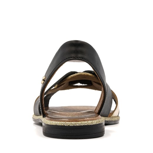 Czarne skórzane sandały LM40273 39 promocyjna cena NESCIOR