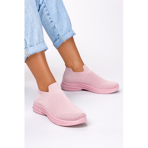 Różowe buty sportowe damskie Casu sneakersy bez zapięcia na wiosnę