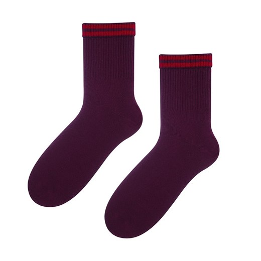 skarpetki z bawełny organicznej bordowe w paski czerwone Regina Socks 35-38 Estera Shop