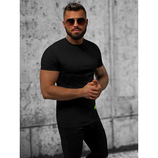 Czarny t-shirt męski Ozonee z krótkimi rękawami