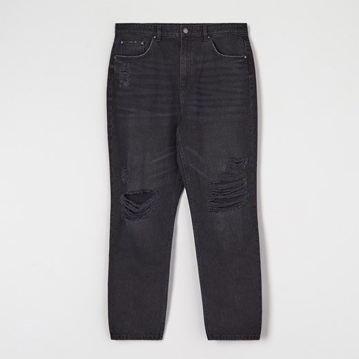Sinsay - Jeansy mom high waist - Czarny Sinsay 40 Sinsay