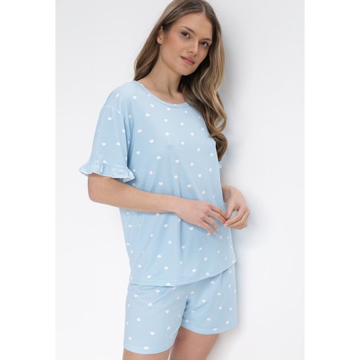 Niebieski 2-częściowy Komplet Piżamowy z T-shirtem i Szortami Brionne ze sklepu Born2be Odzież w kategorii Piżamy damskie - zdjęcie 153138383
