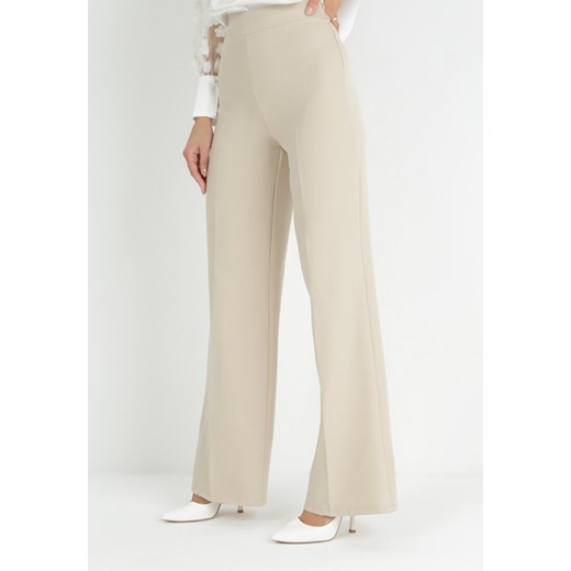 Jasnobeżowe Spodnie Szerokie High Waist Iners ze sklepu Born2be Odzież w kategorii Spodnie damskie - zdjęcie 153138630